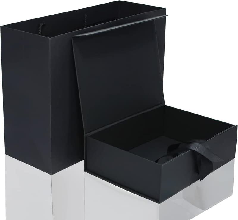 Luxury Black Gift Box with Lid & Ribbons for All Occasions