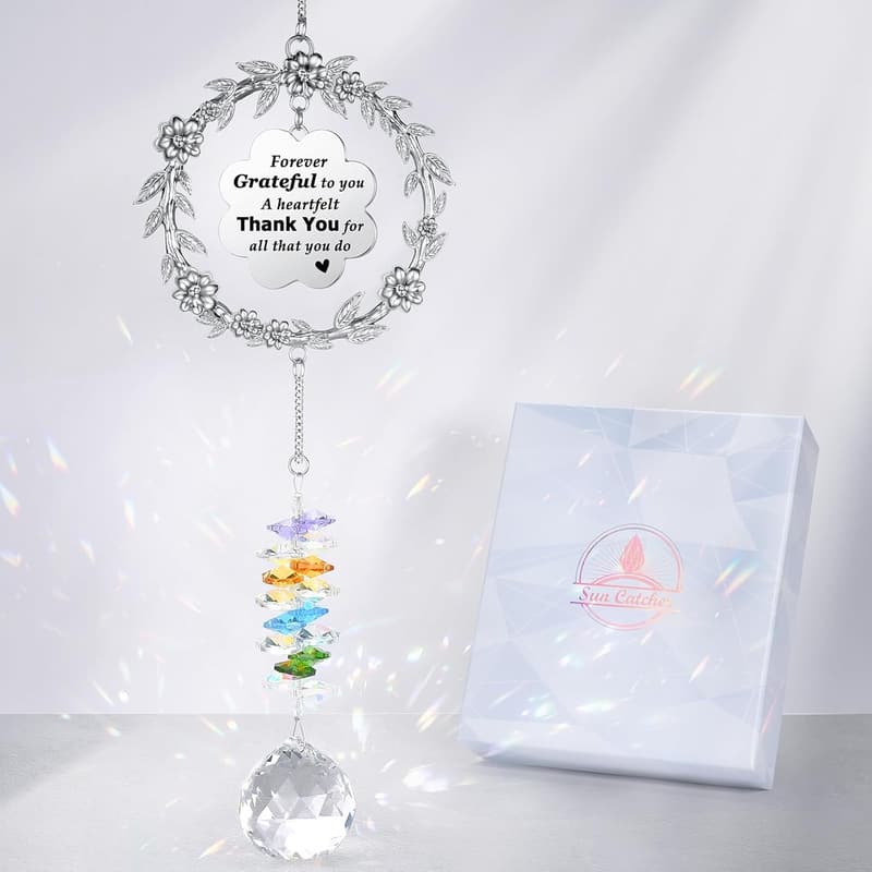 Thank You Gift: Engraved Crystal Sun Catcher for Women