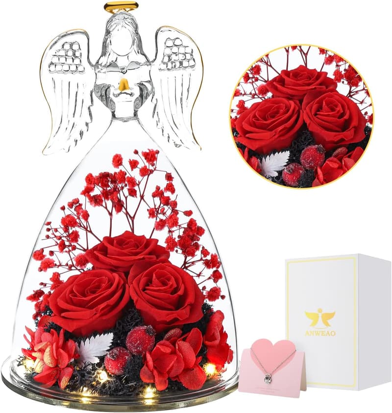 Mother's Day Preserved Rose with LED Light in Glass