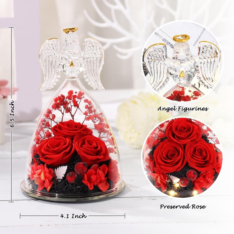 Mother's Day Preserved Rose with LED Light in Glass