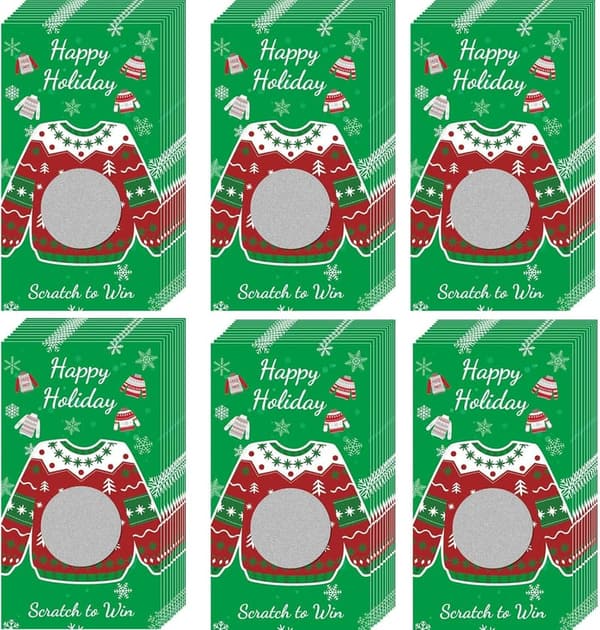 Christmas Scratch-Off Cards - 60 Pieces for Holiday Games