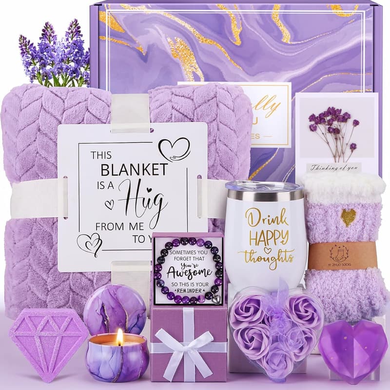 Purple Spa Gift Set - Self-Care Basket for Women