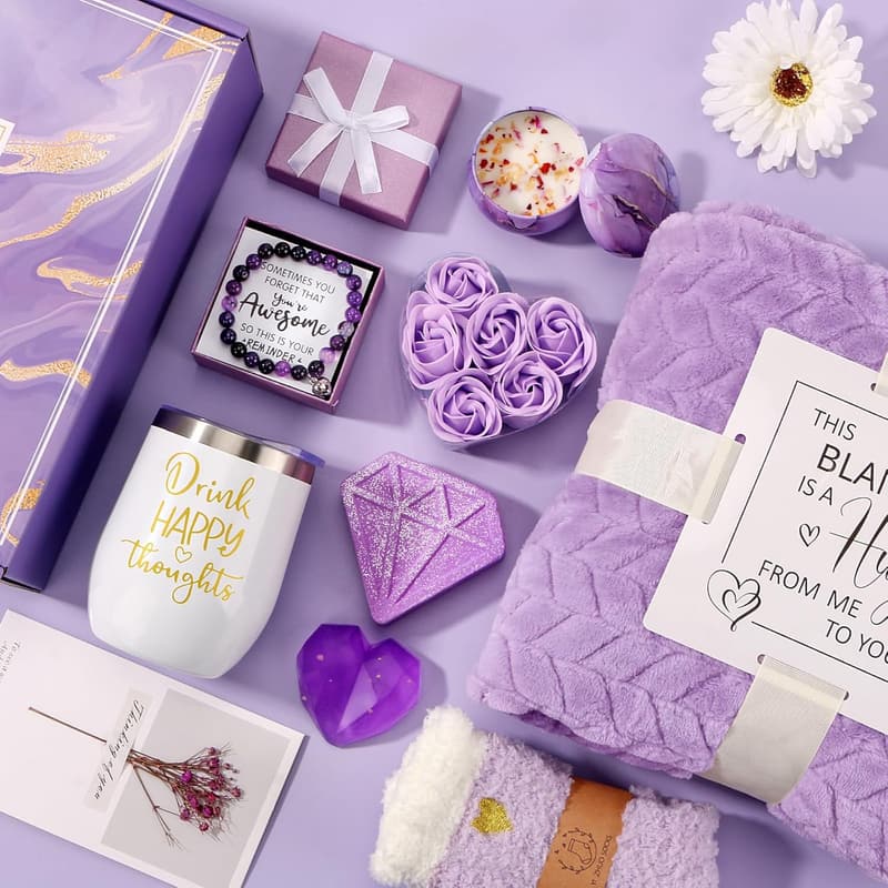 Purple Spa Gift Set - Self-Care Basket for Women