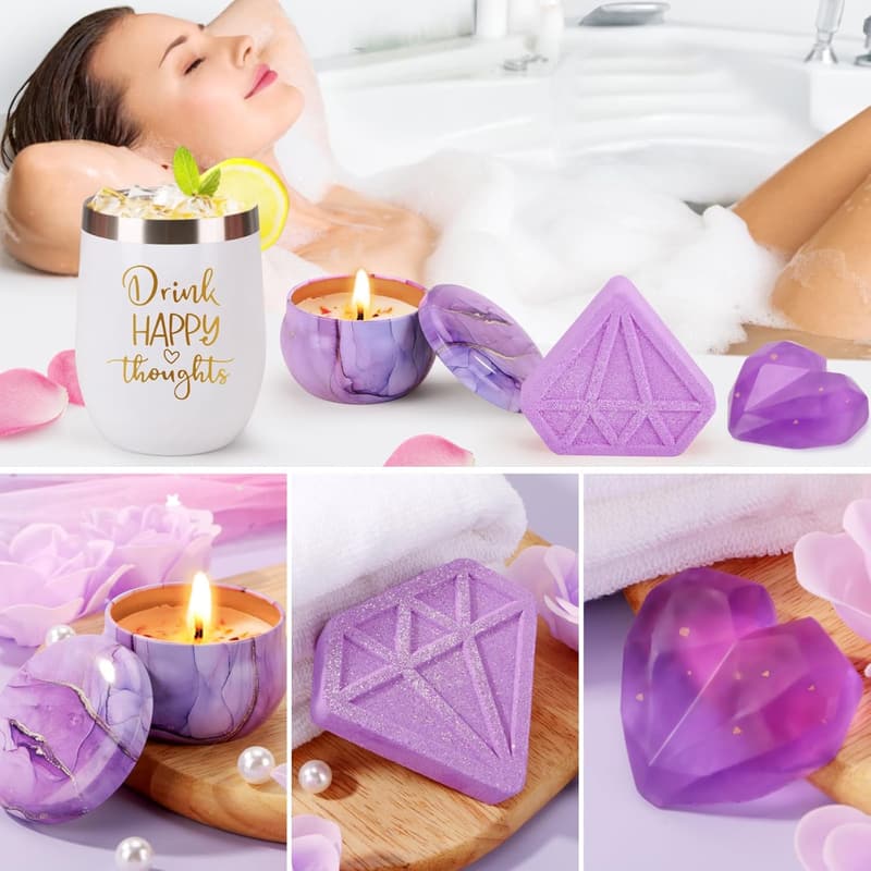 Purple Spa Gift Set - Self-Care Basket for Women