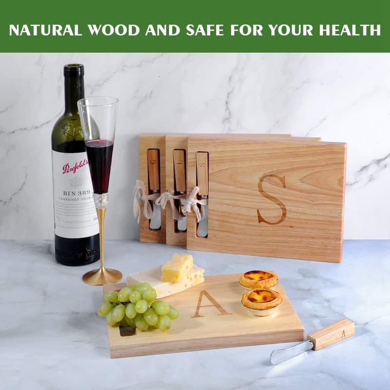 Personalized 10-Inch Wooden Charcuterie Board - Letter A