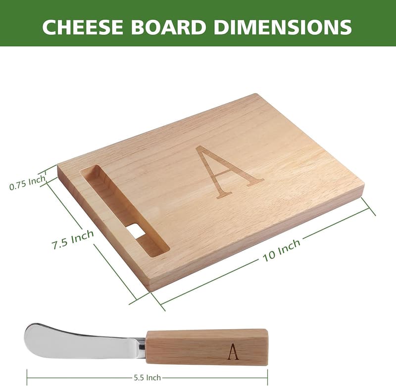 Personalized 10-Inch Wooden Charcuterie Board - Letter A