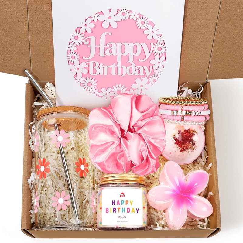 Birthday Gift Box for Women – Cute 7PCS Daisy Glass Cup Set