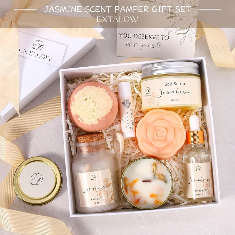 Mother's Day Jasmine Bath Gift Basket for Relaxation