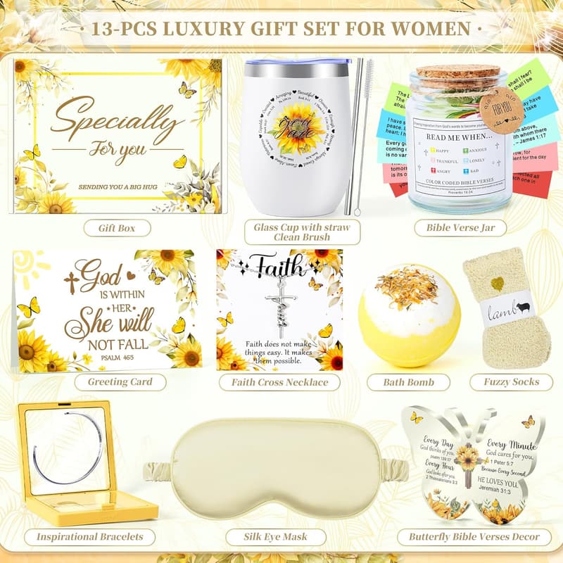 Christian Inspirational Gift Set for Women - 12PCS Sunshine Box