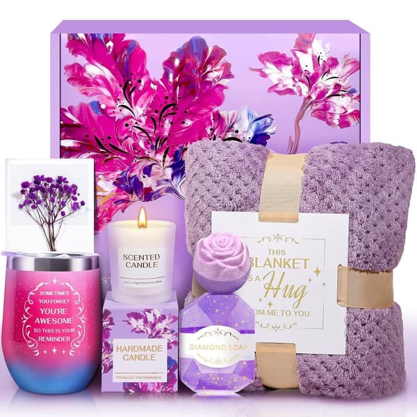 Get Well Soon Spa Gift Basket with Luxury Flannel Blanket