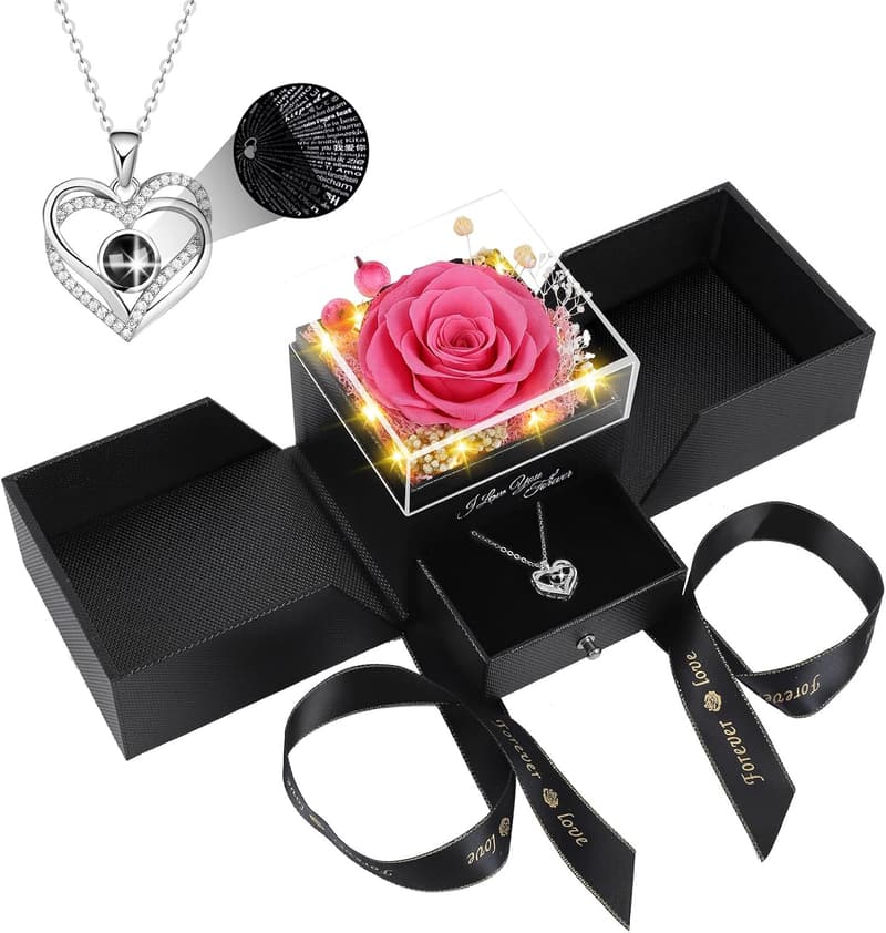 Mother's Day Gift: Preserved Pink Rose & 