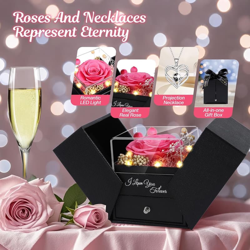 Mother's Day Gift: Preserved Pink Rose & 