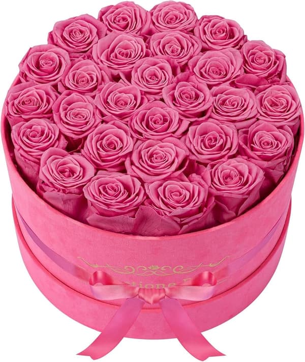 Mother's Day Velvet Pink Rose Box - Preserved Flowers for Her