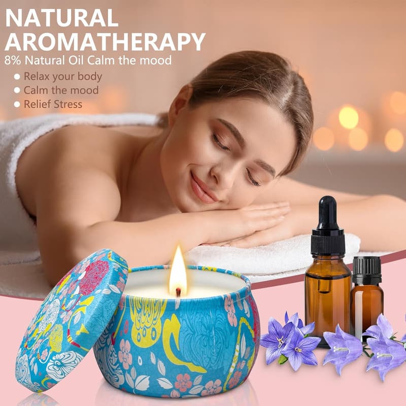 Birthday Gift Set: 12 Natural Soy Wax Scented Candles for Women