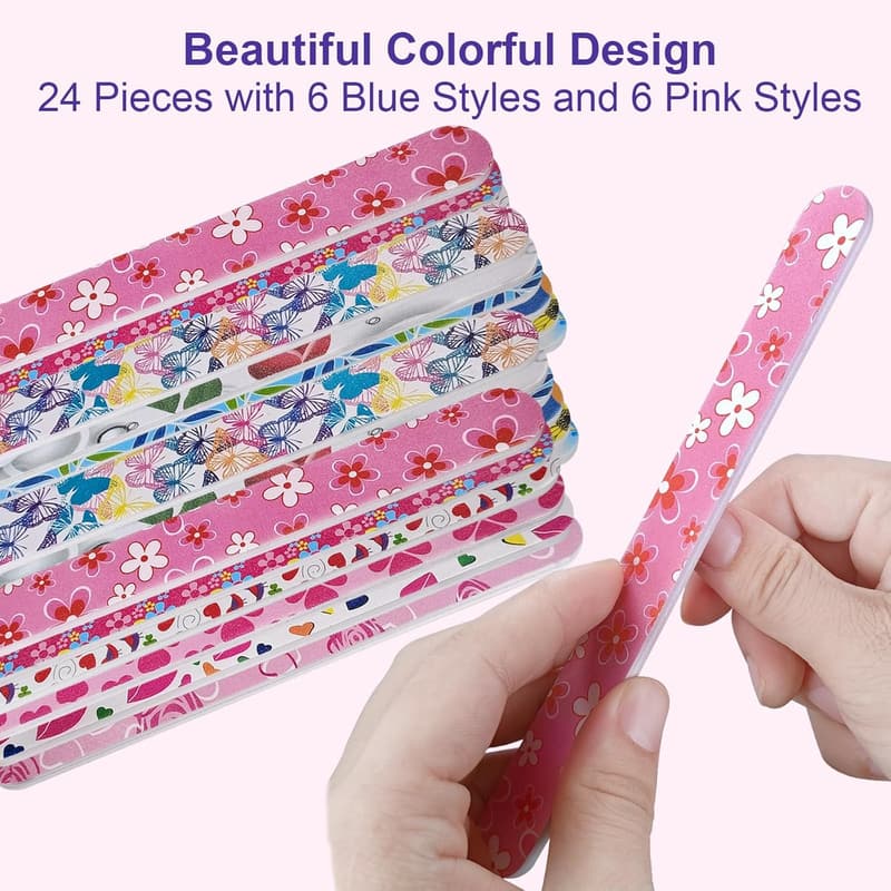 Colorful Emery Board Nail Files (24 盒) - 180 Grit