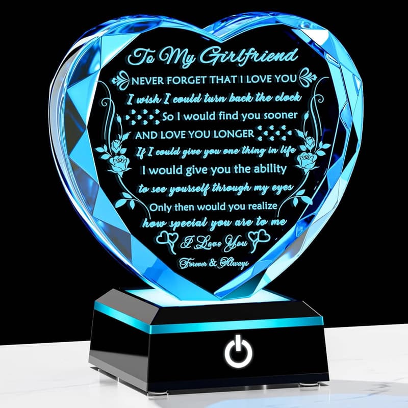 Romantic Crystal Heart Keepsake for Girlfriend's Anniversary