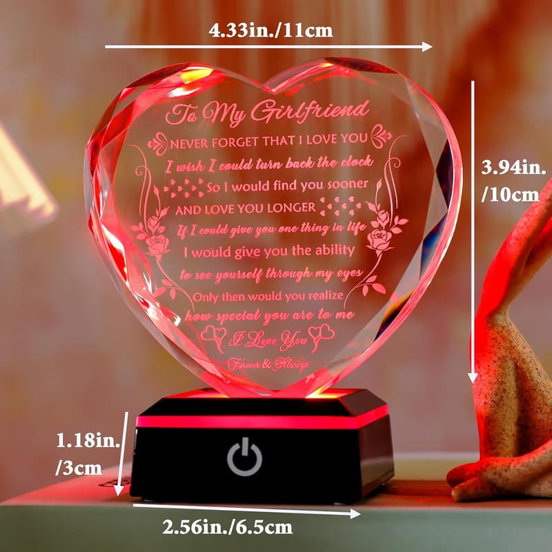 Romantic Crystal Heart Keepsake for Girlfriend's Anniversary