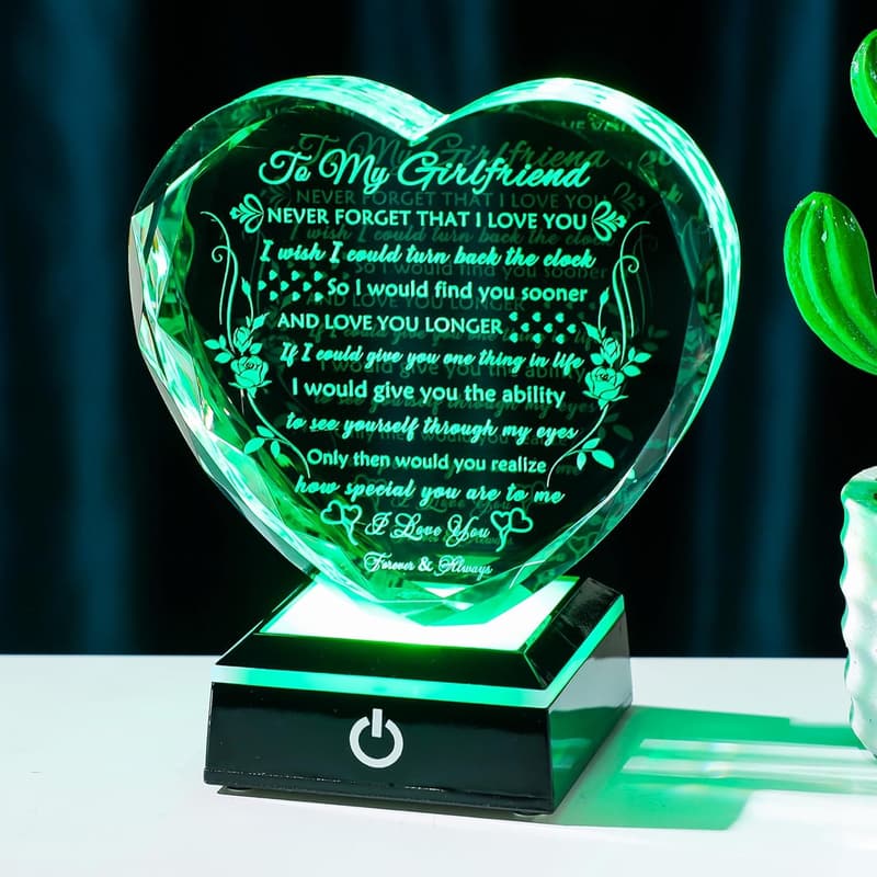 Romantic Crystal Heart Keepsake for Girlfriend's Anniversary