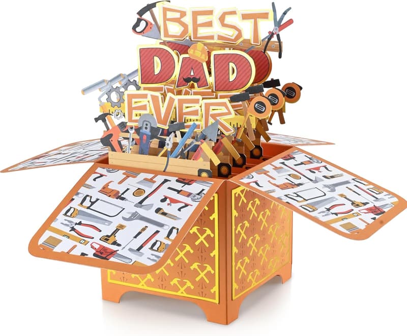 Father's Day 3D Pop-Up Card for Dad with Envelope