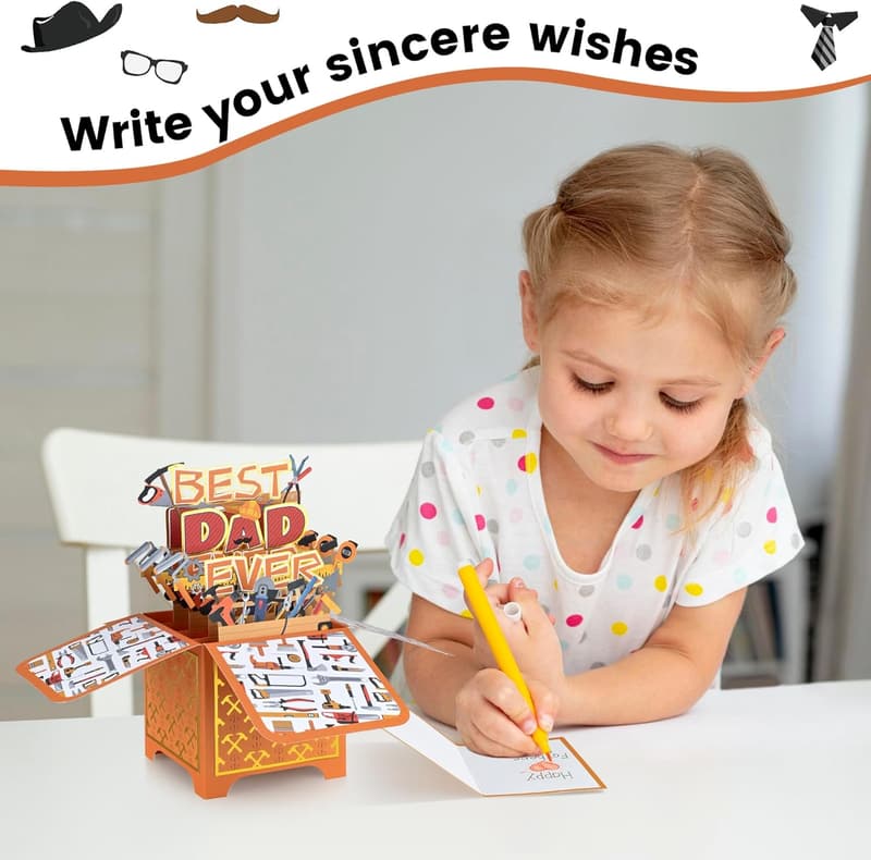 Father's Day 3D Pop-Up Card for Dad with Envelope
