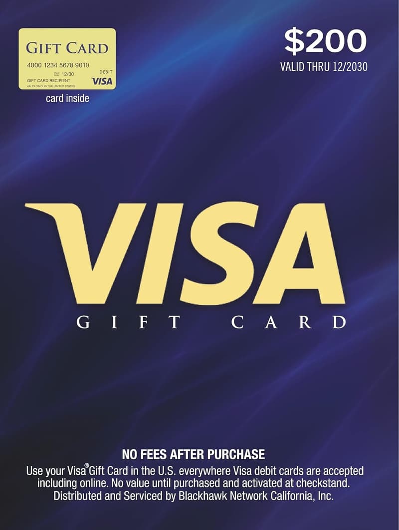 $200 Visa Gift Card (plus $6.95 Fee)
