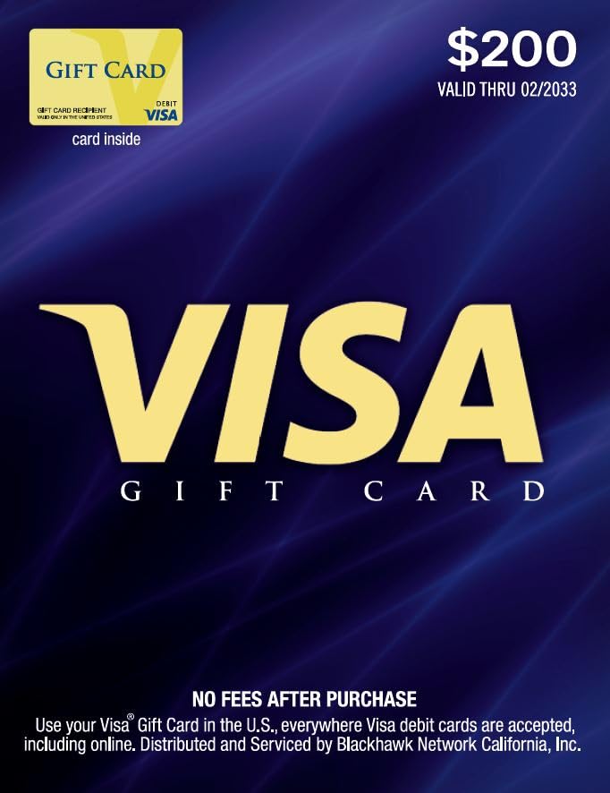 $200 Visa Gift Card (plus $6.95 Fee)