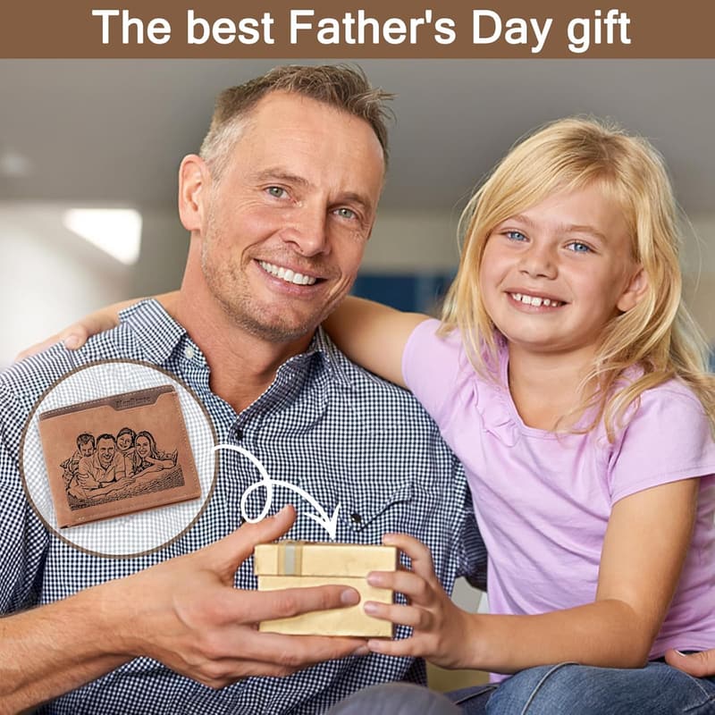 Personalized Photo Wallet for Dad - Custom Engraving for Father's Day
