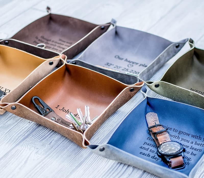 Personalized Leather Valet Tray - Custom Men's Gift