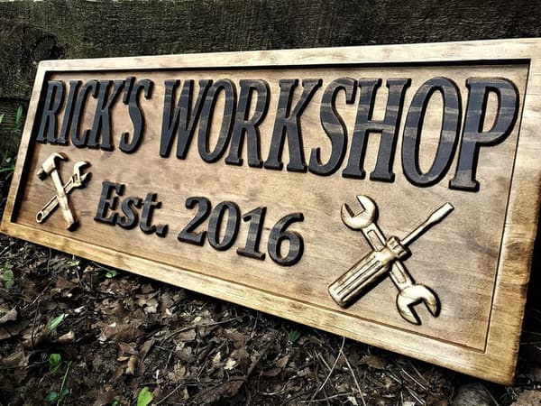 Personalized Wooden Workshop Sign for Men - Birthday & Father's Day