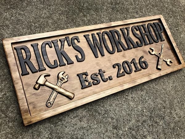 Personalized Wooden Workshop Sign for Men - Birthday & Father's Day