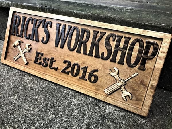 Personalized Wooden Workshop Sign for Men - Birthday & Father's Day