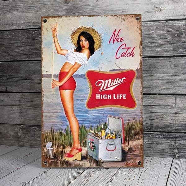 Miller Beer Vintage Metal Sign Wall Decor - 8x12 Inch