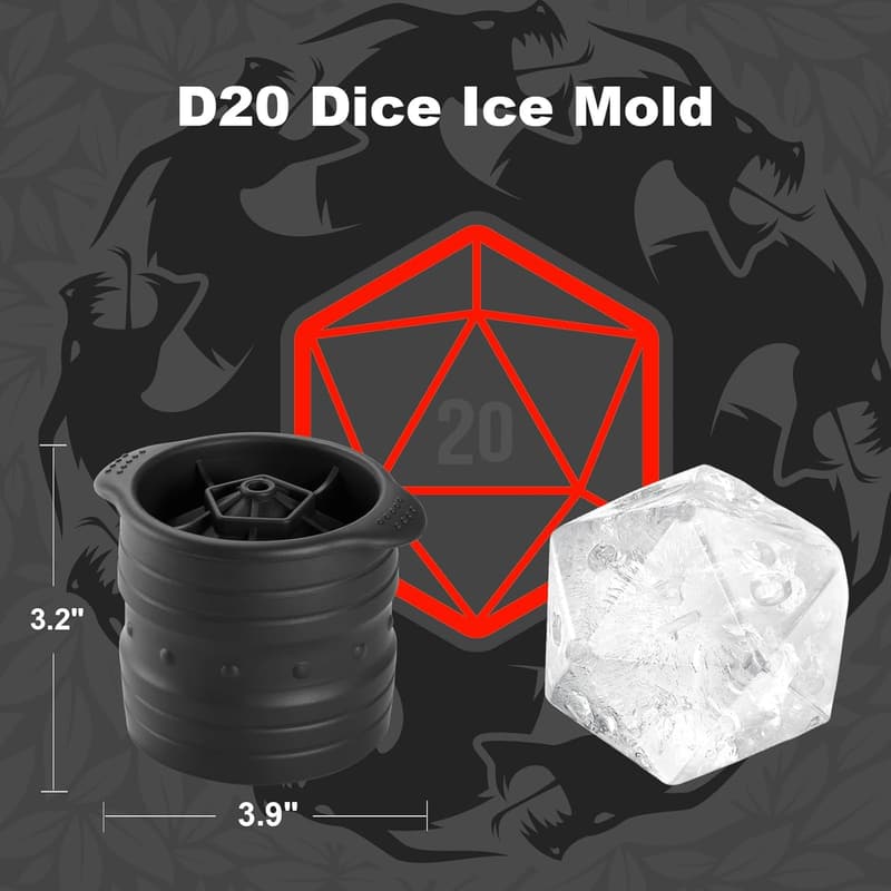 DND Dice Ice Mold - Large Silicone Cocktail Accessories