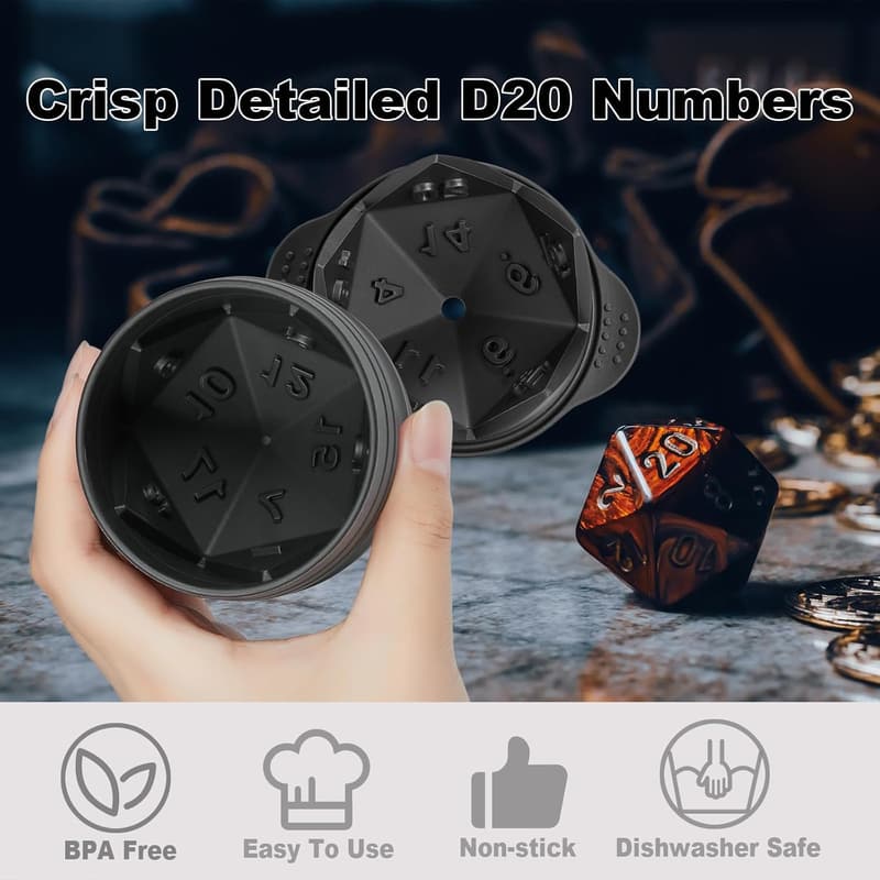 DND Dice Ice Mold - Large Silicone Cocktail Accessories