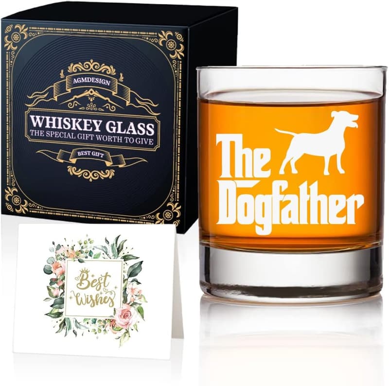 Dog Father Whiskey Glasses - 11 oz Bourbon Gift for Dog Lovers