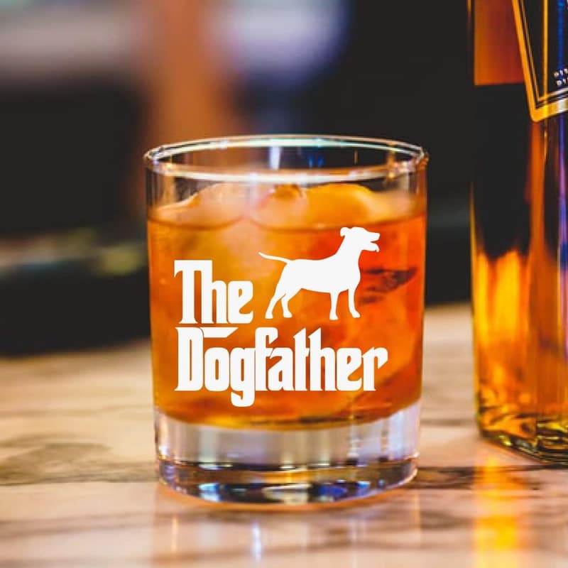 Dog Father Whiskey Glasses - 11 oz Bourbon Gift for Dog Lovers