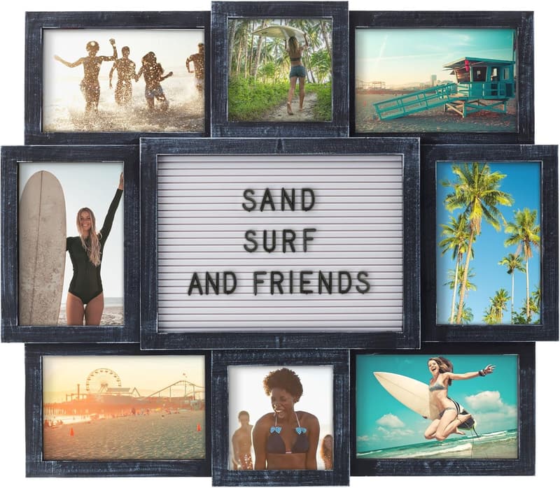 Customizable 8-Opening Photo Collage Letterboard, Black
