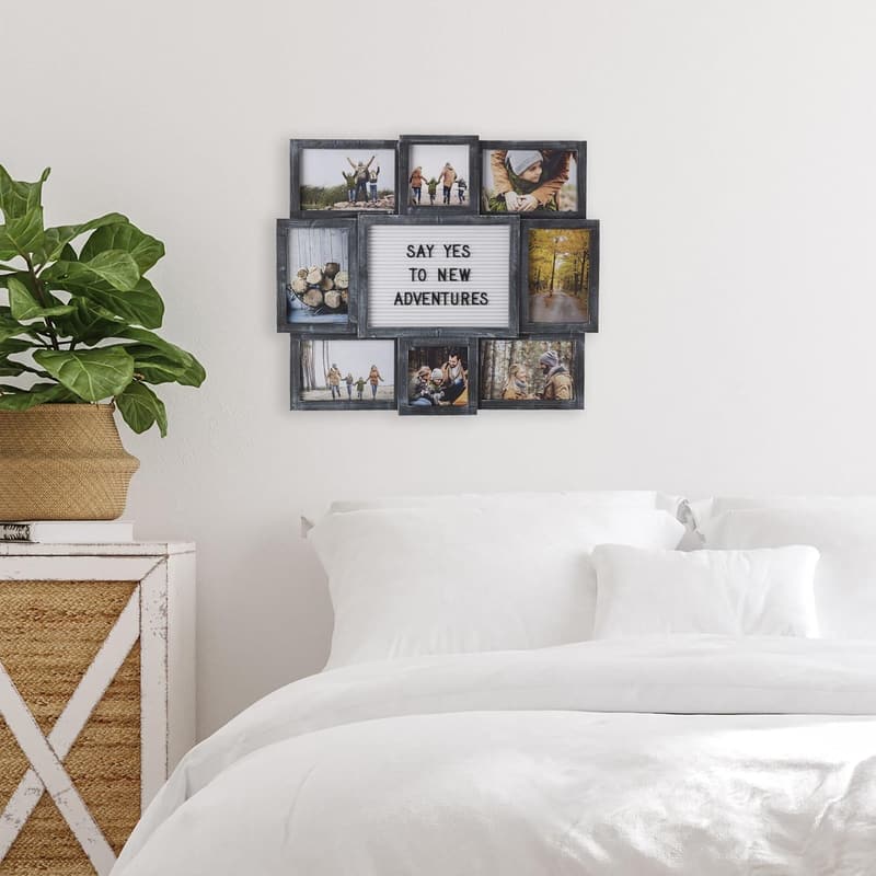 Customizable 8-Opening Photo Collage Letterboard, Black
