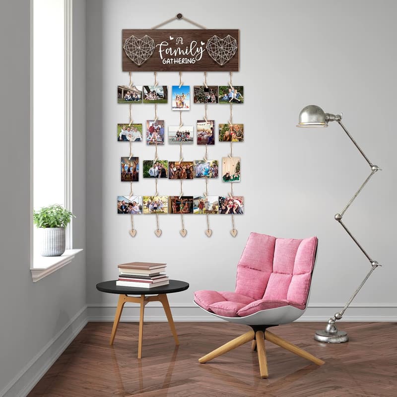Rustic Wooden Collage Photo Frame for Home Decor and Weddings