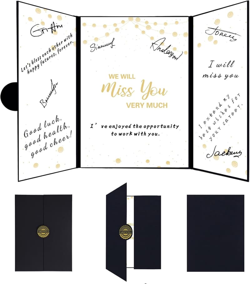 Farewell Guest Book Alternative - Black & Gold Signature Board