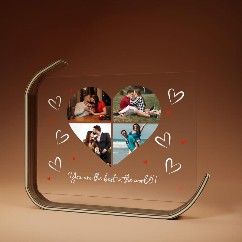 Personalized Acrylic Plaque Gift for Couples with LED Options
