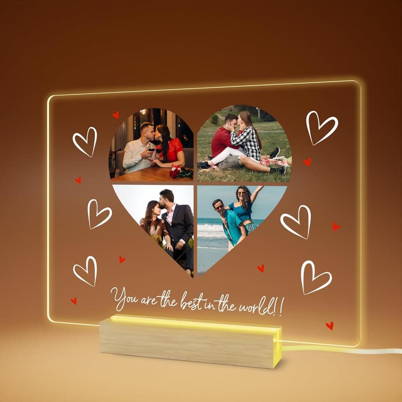 Personalized Acrylic Plaque Gift for Couples with LED Options