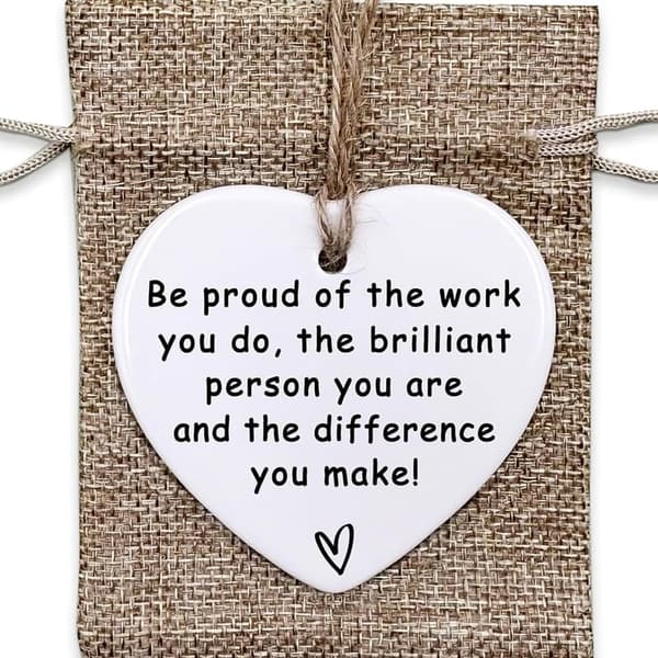 Farewell Gift: Thank You Ceramic Heart Ornament for Coworkers
