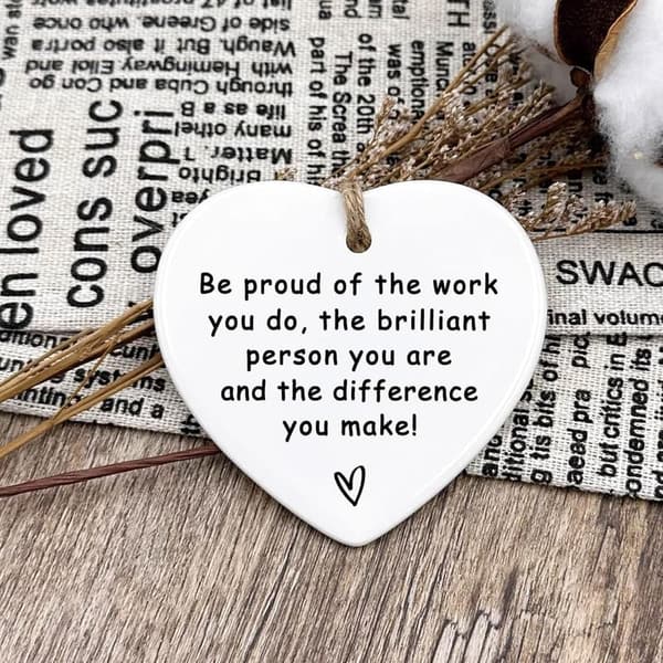 Farewell Gift: Thank You Ceramic Heart Ornament for Coworkers