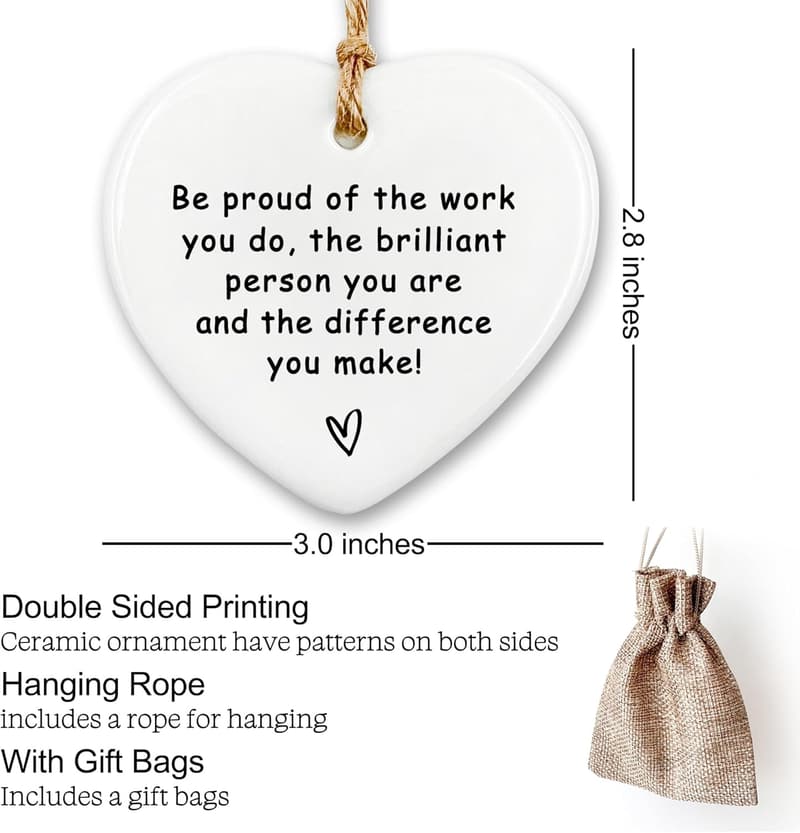 Farewell Gift: Thank You Ceramic Heart Ornament for Coworkers