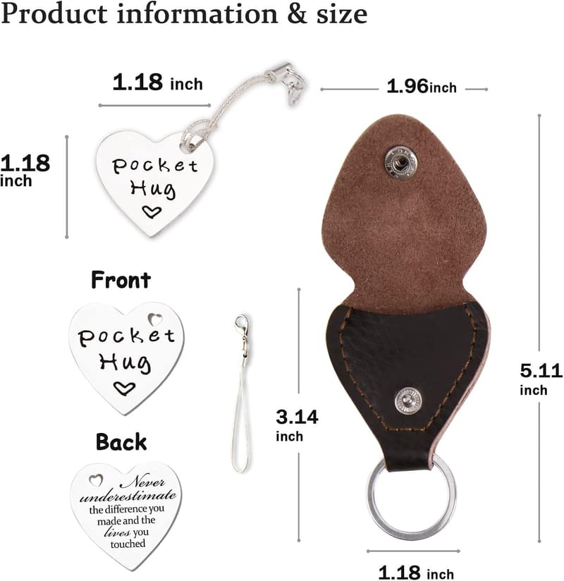 Long Distance Gift: Pocket Hug Token with Leather Keychain