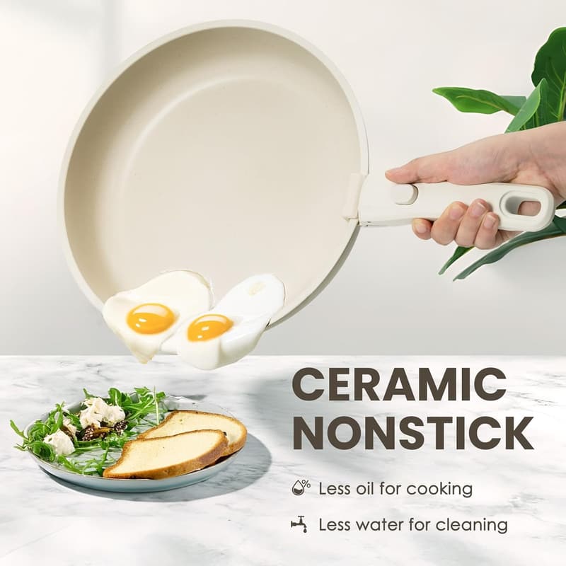 Non-Stick 7-Piece Ceramic Cookware Set with Detachable Handles