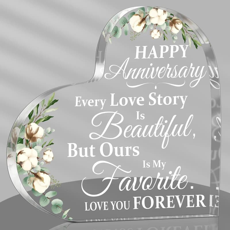 Anniversary Gift: Acrylic Heart Keepsake for Her