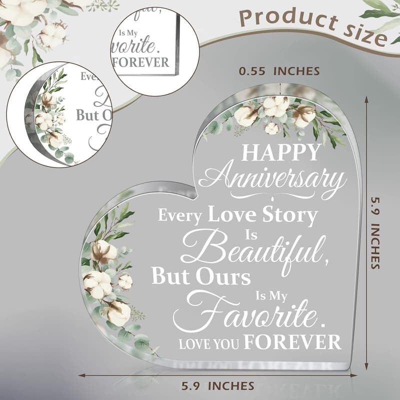 Anniversary Gift: Acrylic Heart Keepsake for Her