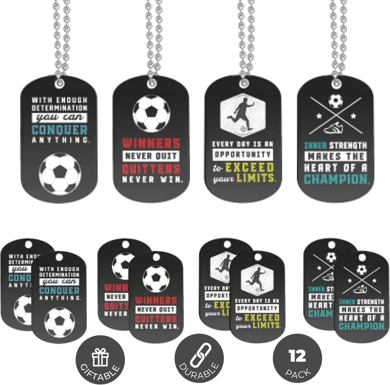 Motivational Dogtag Necklaces for Students & Teams (12 Pack)